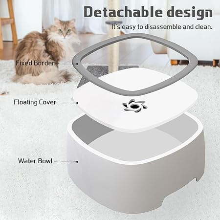 CESITRA Dog Water Bowl Vehicle Carried Floating Bowl Cat Water Bowl Slow Water Feeder Dispenser Anti-Overflow Pet Fountain Portable Car Dog & Cat (1pcs) (Grey) 4