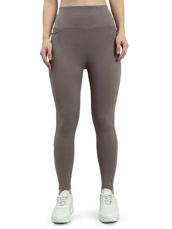 Image of GO COLORS Solid Nylon Stretch Ankle Length Training Tights | High Rise, Side Pockets