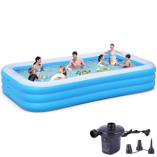 Image of Swimming Pool 10-Feet Swimming Pool Inflatable Bath Tubs for Adults Spa Swimming Bath Tub with Electric Pump 120x 72 inchx24 inch Inch - (Multi) (10-Feet)