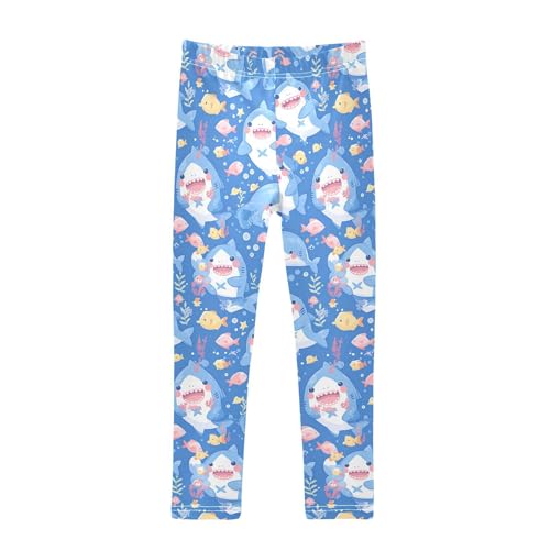 Shark Water Blue Pattern Kids Baby Girls Basic Leggings Stretch High Waisted Leg Yoga Pants Running