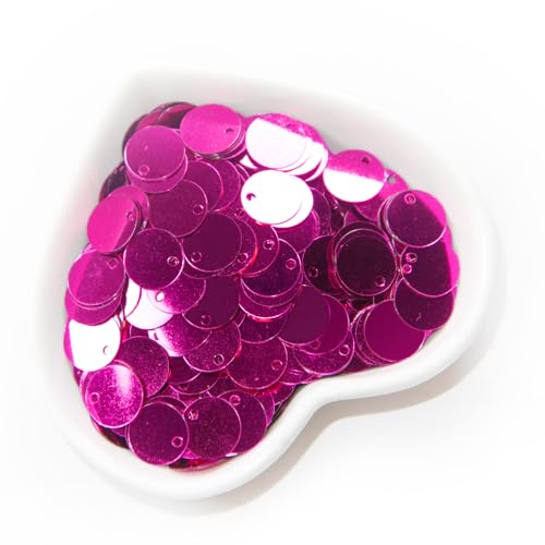 2000 Pcs Flat Round Sequins for Crafts, 10 mm Large Loose Paillettes, Rose Red Craft Sequins for DIY, Sewing, Applique, Knitting, Jewelry Making, Embroidery