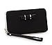 Produktbild DNFC Geldbörse Damen Portemonnaie PU Leder Geldbeutel Portmonee Elegant Clutch Geldtasche Frauen Handgelenktasche Handytasche für iPhone7/ 7Plus/ 6s Plus, Samsung Galaxy S6 Edge/ S6 usw. (Schwarz)