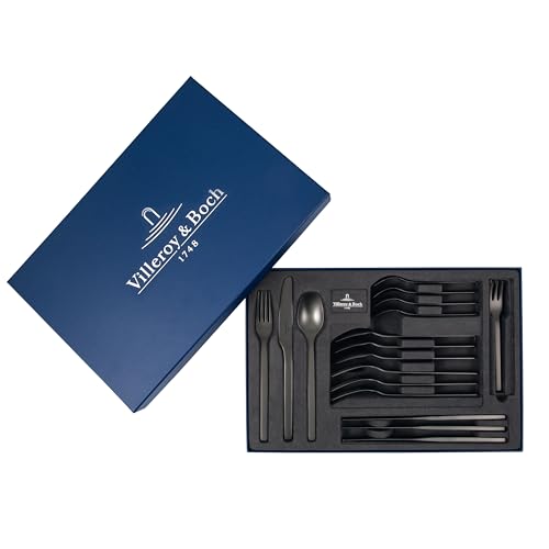 Villeroy & Boch - Manufacture Cutlery Table Cutlery Set for Up to 4 People, 20 Pieces, Stainless Steel, Black (12-6556-9058)
