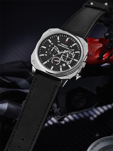 Image of French Connection Chronexis Black Dial Chronograph Watch for Men - FCB19SBL