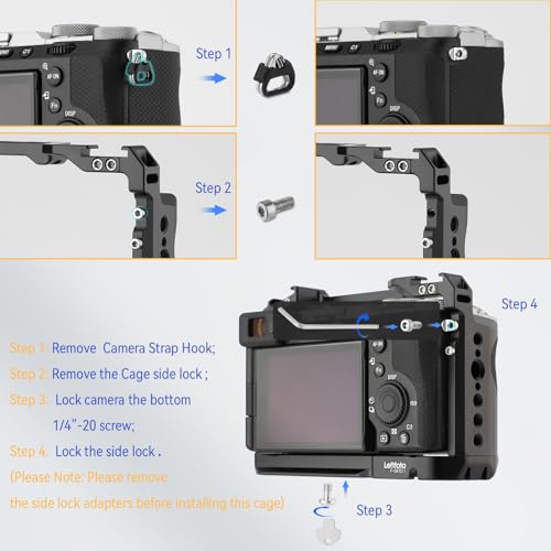 LEFTFOTO Kamerakäfig für Sony A7C II / A7CR, Kameraschutzrahmen mit Arca-Basis, Kompatibilität mit a7cii a7cr für DJI RS2/RSC 2/RS3/RS3 Pro Stabilisator - für Vlog-Videoaufnahmen