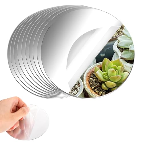 Image of 12PCS Round Mirror Tiles for Centerpieces, Mirror Trays Flat 8inch Circle Mirrors for Tables Mirror Centerpieces, Circle Mirror Candle Plates for Table Centerpieces Wedding Party Centerpieces