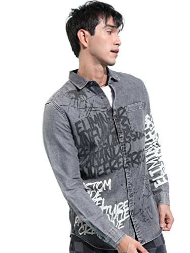 Image of Ketch Men Cotton Slim Fit Printed Full Sleeve Shirt