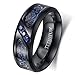 TWO RINGS His Hers Wedding Ring Sets Couples Rings Women's Black Gold Plated Blue Sapphire CZ Wedding Engagement Ring Bridal Sets & Men's Titanium Wedding Band
