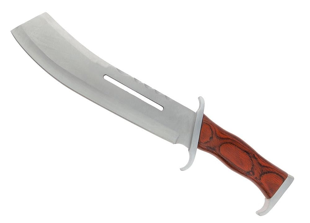 KS-11 Rambo Messer im Still als Hackemesser Machete echt scharf 440er Edelstahl Klinge mit Holzgriff und Lederholster Rambo 4 Bushcraft Messer - Macheten Geschenk für Männer