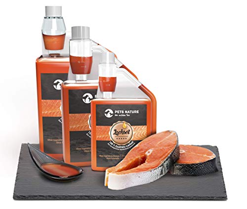 Pets Nature Lachsöl für Hunde und Katzen reines Premium Fischöl mit Omega 3 und 6 für Ihren Hund, Katze und Pferd, 500 ml