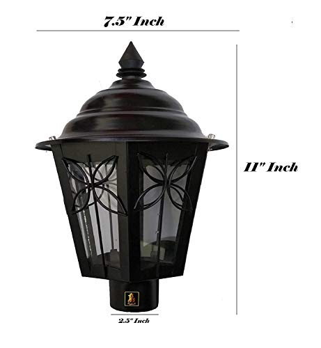 Image of BrighLyt Metal & Glass Gate Light for Main Gate, Outdoor Lights for Home Entrance, Pillar Light, Farmhouse Gate Lamps and Decorative Outdoor Wall Lamps (GL11, Pack of 2)