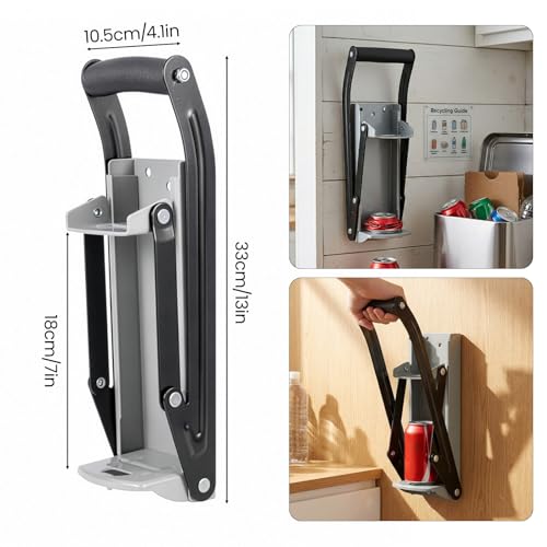 16oz Heavy Duty Can Crusher Wall Mounted – Aluminum Beer & Soda Can Smasher with Bottle Opener, Non-Slip Handle, Easy Install Recycling Tool for 12oz & 16oz Cans - Image 5