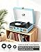 Blue Portable Suitcase Vinyl Record Player Bluetooth with Built-in Speakers, Vintage 3-Speed LP Turntable Player Support Auto-Stop, RCA/AUX/Headphone Jack,Blue