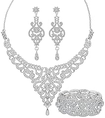 Necklace + Earrings + Bracelet(Silver)