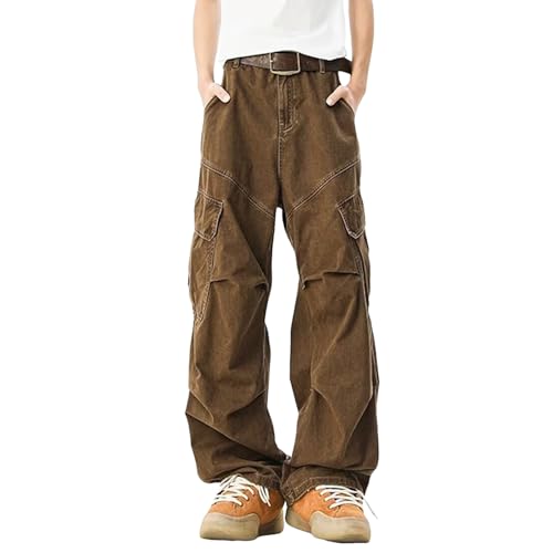 Pantalon cargo homme robuste lavé anti-déchirure style de travail rétro