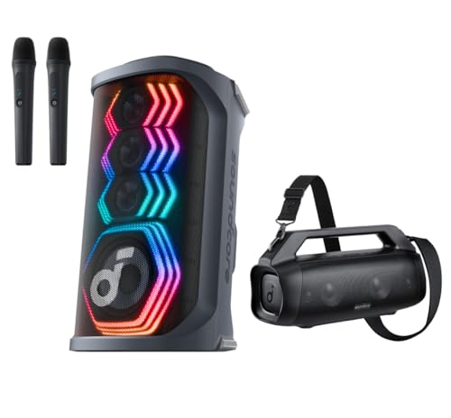 Soundcore Motion Boom Plus by Anker Rave 3S AI Karaoke Party Speaker with 2 Wireless Microphones