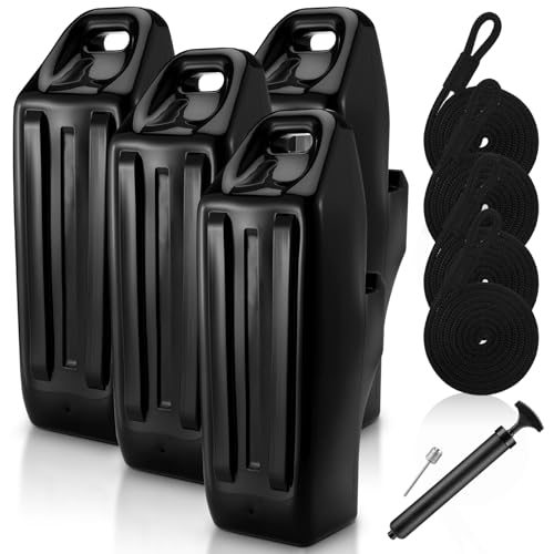 Datanly 4 Pack Pontoon Boat Fenders 23.6" x 7.9" x 9" Black Inflatable Boat Bumper for Docking with Ropes Heavy Duty Marine Grade PVC with Locking Recessed and Groove Grip Handle Pontoon Accessories by Datanly - Used condition - US$201.79