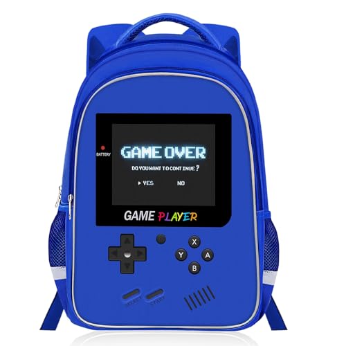 ZHIMEBYE Mochila escolar para meninos - Mochila gamer para crianças, adolescentes, ensino fundamental e médio, Mochila de jogo azul, Medium to Large