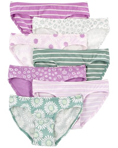 Carters Girls Little 7-pack Underwear (Green/Purple Daisy 10-12 Years)