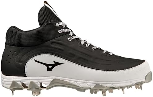 Mizuno Men's 9-Spike Ambition 3 MID Baseball Cleats, Black-White, 12 | Image 5