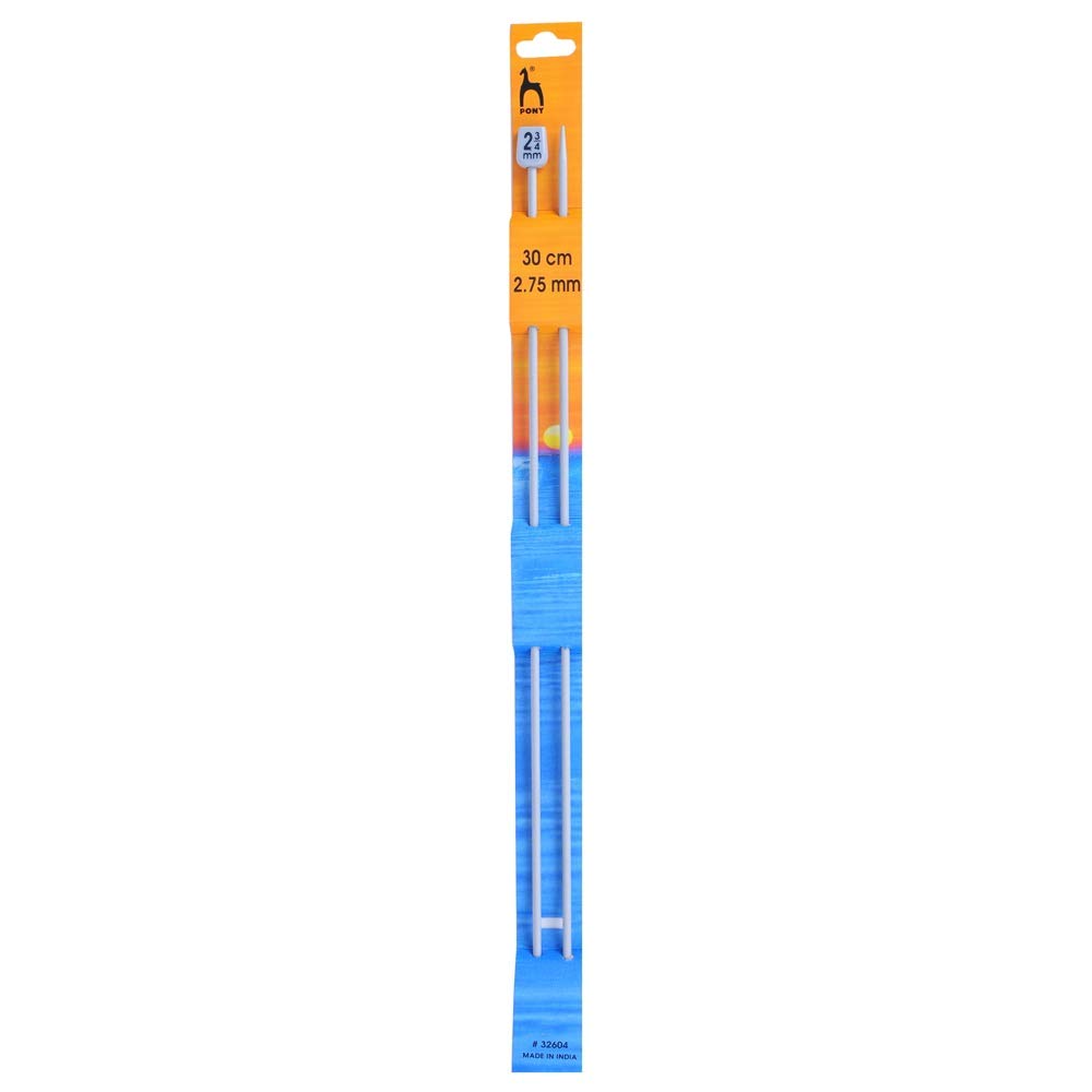 Pony Classic Pair Of Single Ended Knitting Pins - 30Cm X 2.75Mm