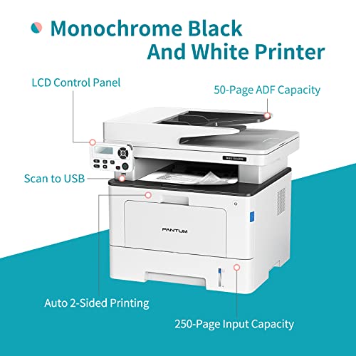 Pantum Laser Printer All In One Monochrome Multifunction Black And White Printer 40Ppm,Auto Duplex,Copy＆Scan,Network And Usb Only, Bm5100Adn #TOP4