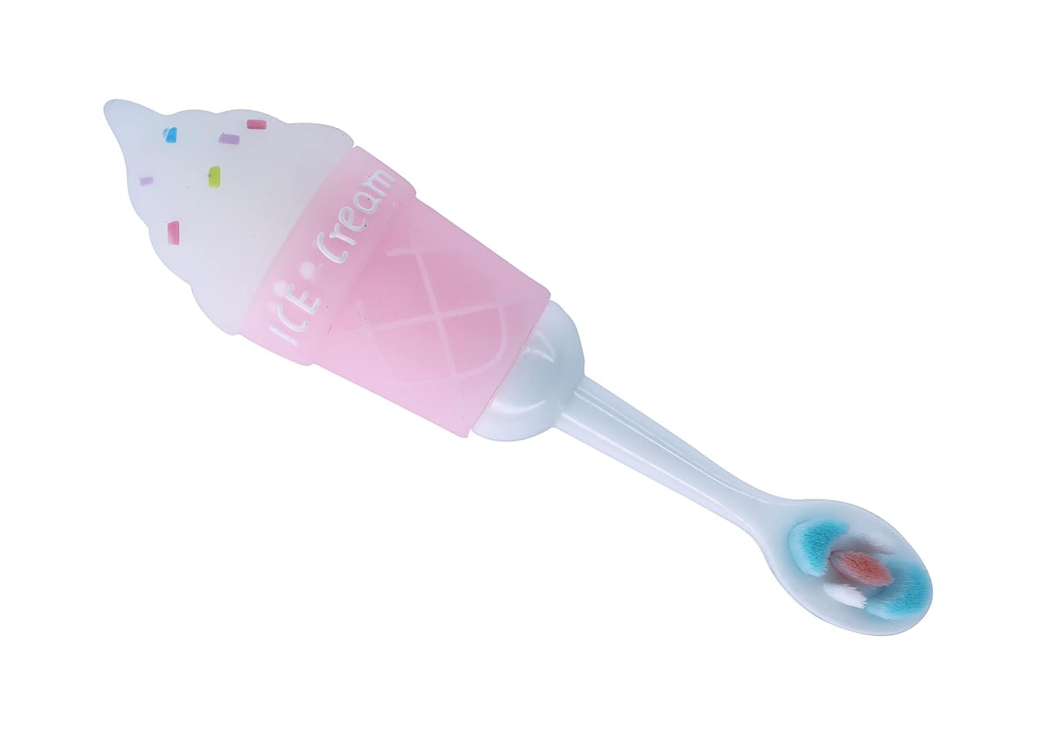 SMILE BABY 3D Cartoon Handle Soft Bristles Toothbrush for Children's with Travel Case 2 To 7 Years (ICE CREAM PINK)-image-39