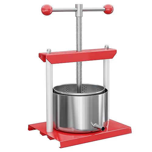 Wiltec Obstpresse 6L Weinpresse aus Stahl Edelstahlkorb Fruchtpresse mit 2-armigen Drehgriff Saftpresse Beerenpresse