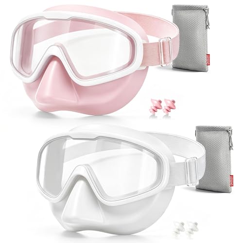 Aegend 2PCS Swim Goggles with Nose Cover,Adult Swimming Goggles with Fabric Strap,Wide View No Leaking Pool Goggles for Youth Adults - image 1