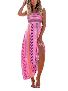 CUPSHE Damen Sommerkleid Gesmokt Spaghettiträger Kleid Knallpink M