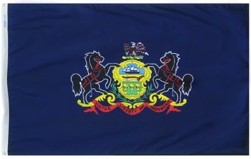 Pennsylvania State Flag 3x5 ft. Nylon SolarGuard Nyl-Glo 100% Made in USA to Official State Design Specifications by Annin Flagmakers. Model 144660 by Annin