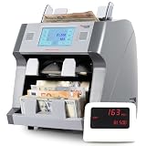 Cassida 9900R V2 2-Pocket Premium Bank Grade Money Counter Machine Mixed Denomination, Bill Sorter, Value Counting, Printer Enabled, 2 CIS, UV/MG, IR/IT Counterfeit Detection with Built-in Printer