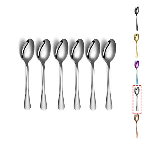 Cuchara de café,Kyraton cuchara de café de acero inoxidable，cuchara de postre,cuchara de helado,cuchara de té,Juego de 6 piezas