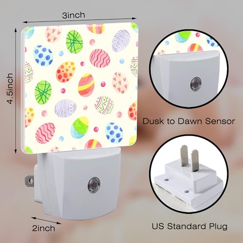Image of Colorful Easter Eggs Night Light, Happy Easter Dusk to Dawn Night Light Plug in,0.5w Energy Saving Sleep Friendly NightLight for Kids Boys Girls Home Decor
