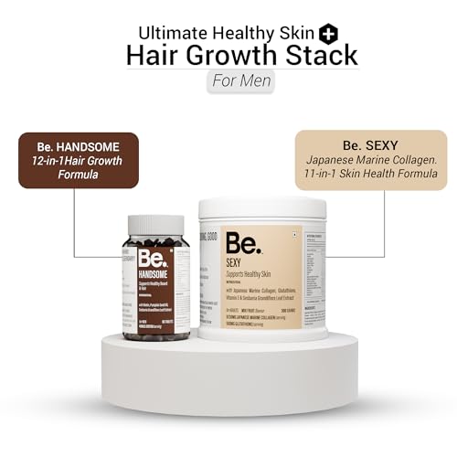 Image of Be Fierce Combo for Him | Collagen & Biotin Supplement Bundle | Supports Radiant Skin, Hair & Beard Growth, Vitality | Marine Collagen Powder + Biotin Tablets with Natural Extracts (60 Caps + 300g)