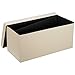 Ollieroo Faux Leather Folding Storage Ottoman Bench Foot Rest Stool Seat Beige 30''X15''X15''