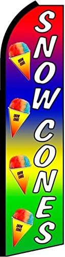 (2) two SNOW CONES rainbow/wh 11.5' Swooper #4 Feather Flags BANNERS