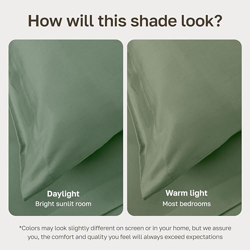 Image of California Design Den Full Size Sheets Set - Natural 100% Cotton Sheets Full Size Bed with Deep Pockets, Soft Sateen Weave, Durable Bedding Set Pine Green