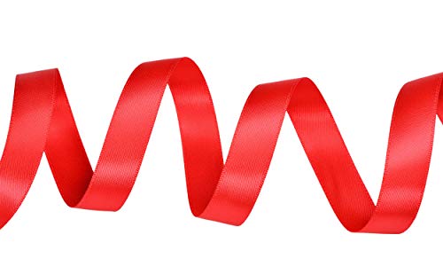 Yama Double Face Satin Ribbon - 5/8" 25 Yards For Gift Package Wrapping,Floral Design,Hair Bow Clip Making,Crafting,Sewing,Wedding Decor, Hot Red #TOP2