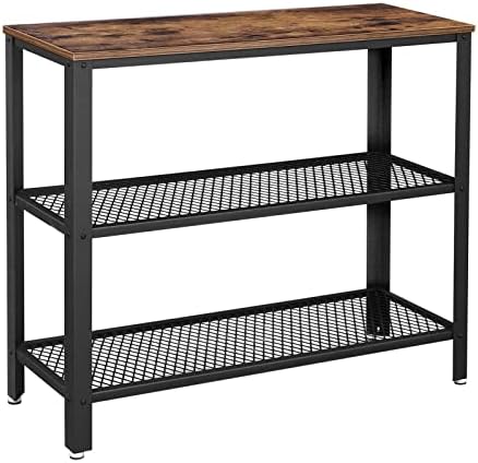 VASAGLE 40" Industrial Console Table, 3 Tier Entryway Table with Storage Shelf, Narrow Sofa Table for Living Room, Hallway, Entrance Hall, Corridor, Bedroom, Rustic Brown and Black ULNT81BX
