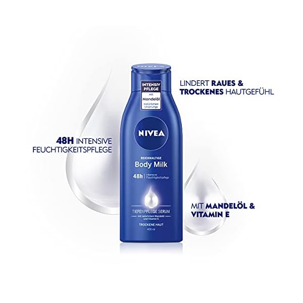 NIVEA Reichhaltige Body Milk (400 ml), intensiv pflegende Körpercreme mit Mandelöl natürlichen Ursprungs, Lotion mit… – Bild 4