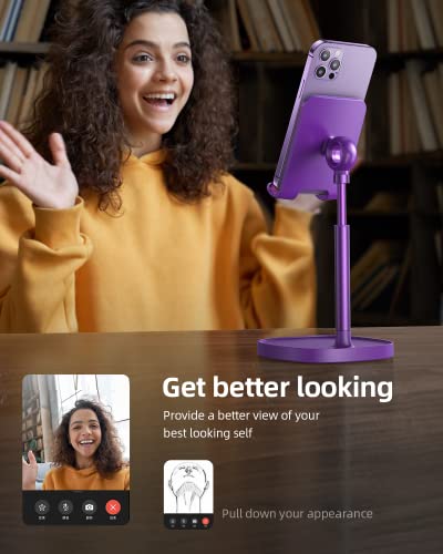 Image of LISEN Cell Phone Stand Adjustable Phone Holer for Desk, Computer Office Desk Accessories for iPhone 16 Holder Women Kitchen Essentials Fits Switch Kindle iPads Tablet 4-10in (Dark Purple)