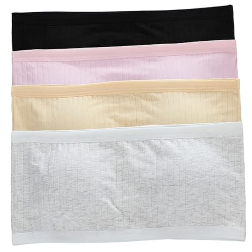 Bra sin tirantes para adolescentes 12-14, 4 piezas de niñas, sujetador sin tirantes, tapa de tubo para niños acurrucado costura, sujetos de entrenamiento de algodón suaves y suaves para adolescen