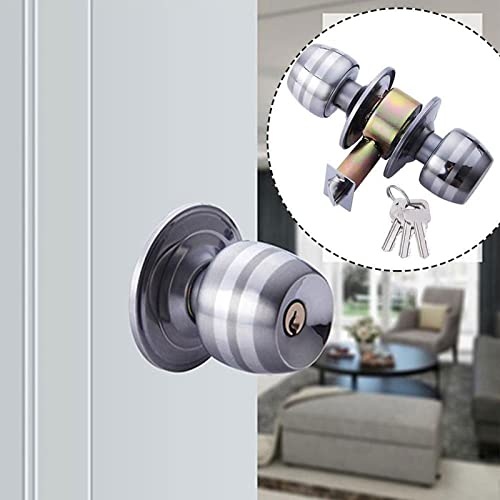 Serrure avec serrures porte pass rond en acier argenté durable - 5