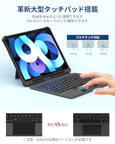 Omikamo iPad Air 11インチ キーボード M2/M3対応 ipad pro 11インチ キーボード 4/3/2/1対応 iPad Air 10.9インチ 5/4対応 タッチパッド搭載 ペン収納&充電可 2台デバイス切替え可 一体式&脱着式 170度角度調整可 横/縦置き対応 英語配列 パンダグラフ USB C充電 省エネ
