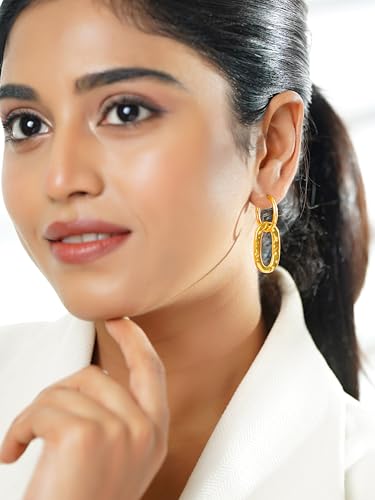 Image of 18K Gold Plated Statement Hoop Earrings for Women | Trendy Hoops Earrings | Waterproof and Anti Tarnish Jewellery | Rakhi Gift for Sister | Gifts for Women | 1 Year Warranty*