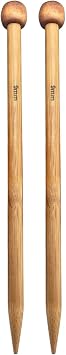 Weabetfu Bamboo Knitting Needle Straight Single Pointed 10-inch Length Knitting Needles for Handmade DIY Knitting,US Size 139mm