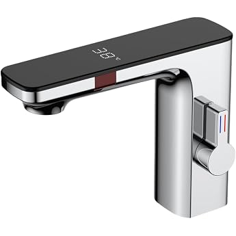 Sensor Automatic Faucet, Automatic Faucet, Mixing Faucet, Sensor Faucet, Non-Contact Basin, LED Temperature Digital Display Bathroom Faucet, Hot and Cold Switch, Water Saving Foam Generator