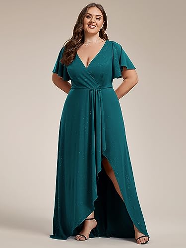 Image of Ever-Pretty Womens Glitter High Low Plus Size Cocktail Wedding Guest Dress