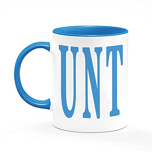 Adult Humour Rude Gift Cup Ceramic UNT CUNT Inside Colour and Handle Ceramic Coffee Tea Mug Cup (Blue)